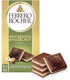 Ferrero Rocher Macadamia & Hazelnut Milk Chocolate Bar 3.1oz 8ct